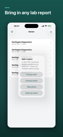 Marker · Blood Test Tracker Screenshot 3 of 8