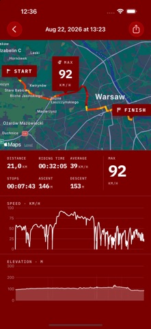 Speed App: GPS speed & rides iPhone screenshot