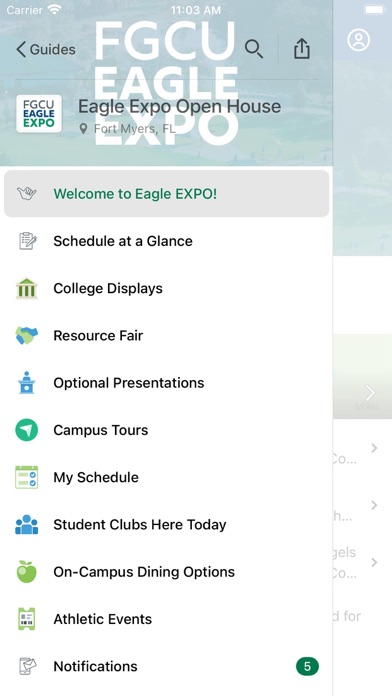 FGCU Event Guidebook Screenshot