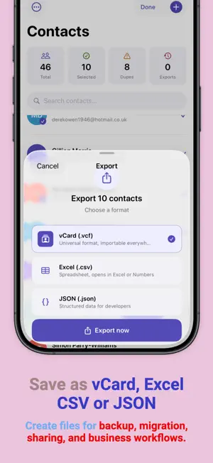 Contacts Exporter:vCard, excel screenshot 4