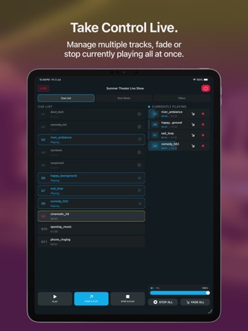 Audio Cues - Live Show Player iPad screenshot