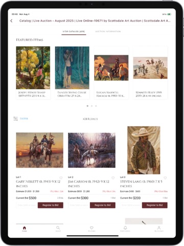 SAA Mobile Bidding iPad screenshot