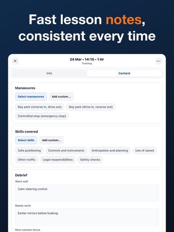 Driving Instructor Logbook UK iPad screenshot