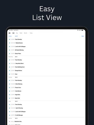 Calendar ۬ iPad screenshot