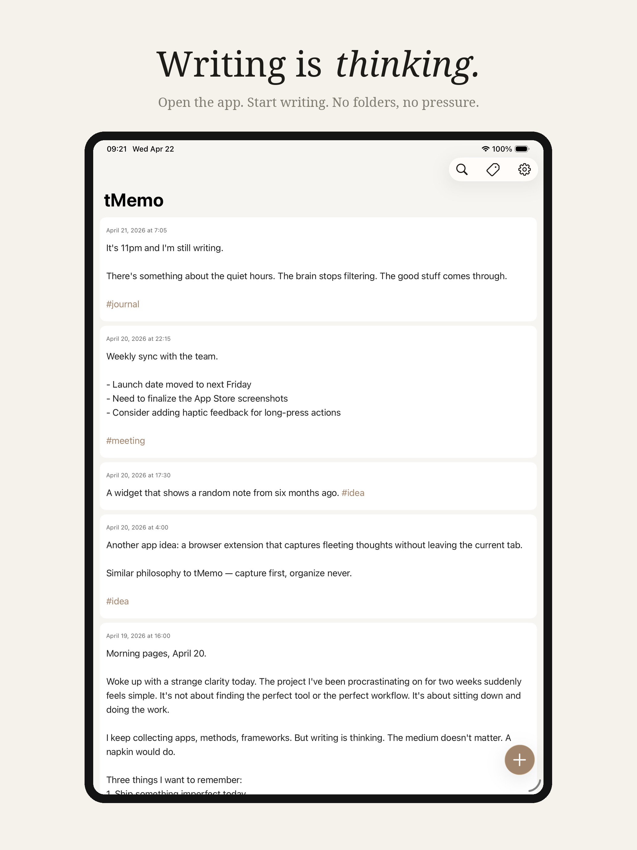tMemo: Jot to Think