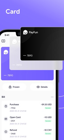 PayFun: Crypto Card & Wallet iPhone screenshot
