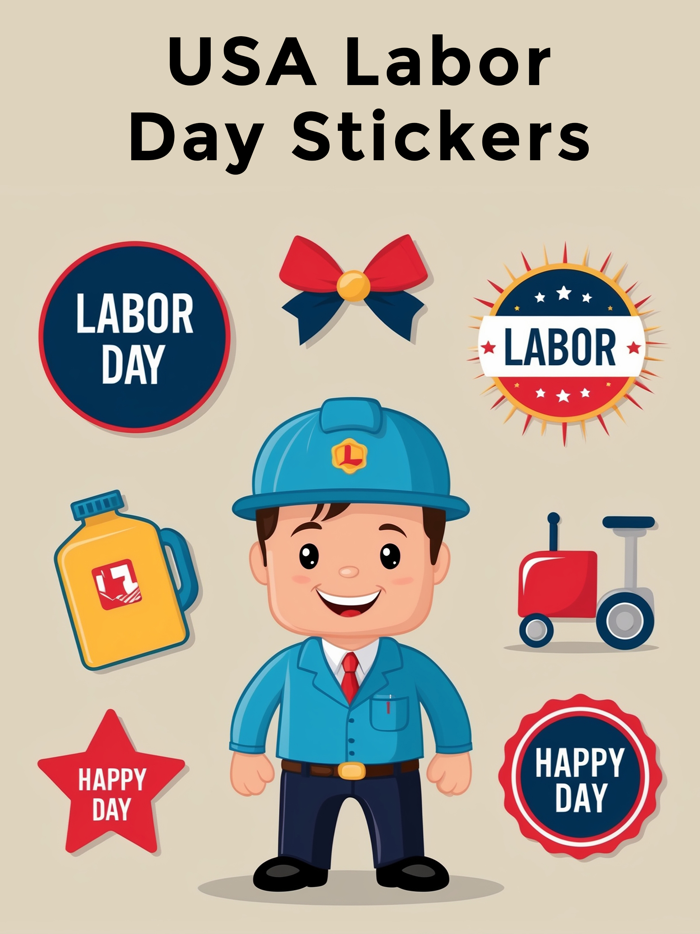 USA Labor Day Stickers Emojis