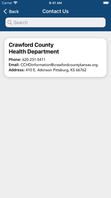 Crawford County Health Dept Screenshot