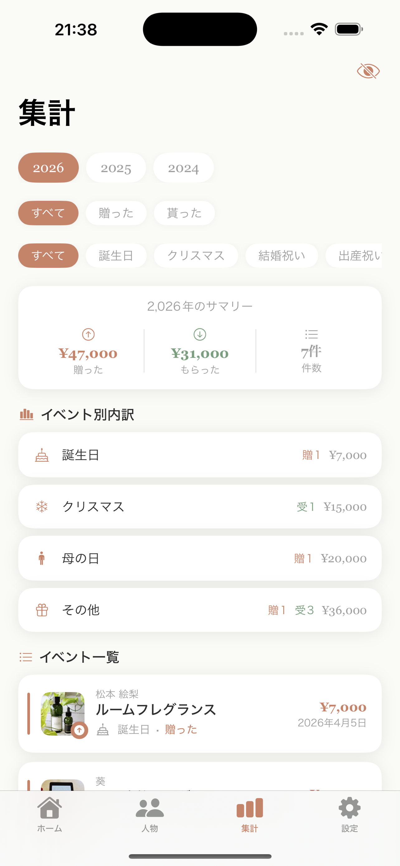 Giftnote - ギフト記録