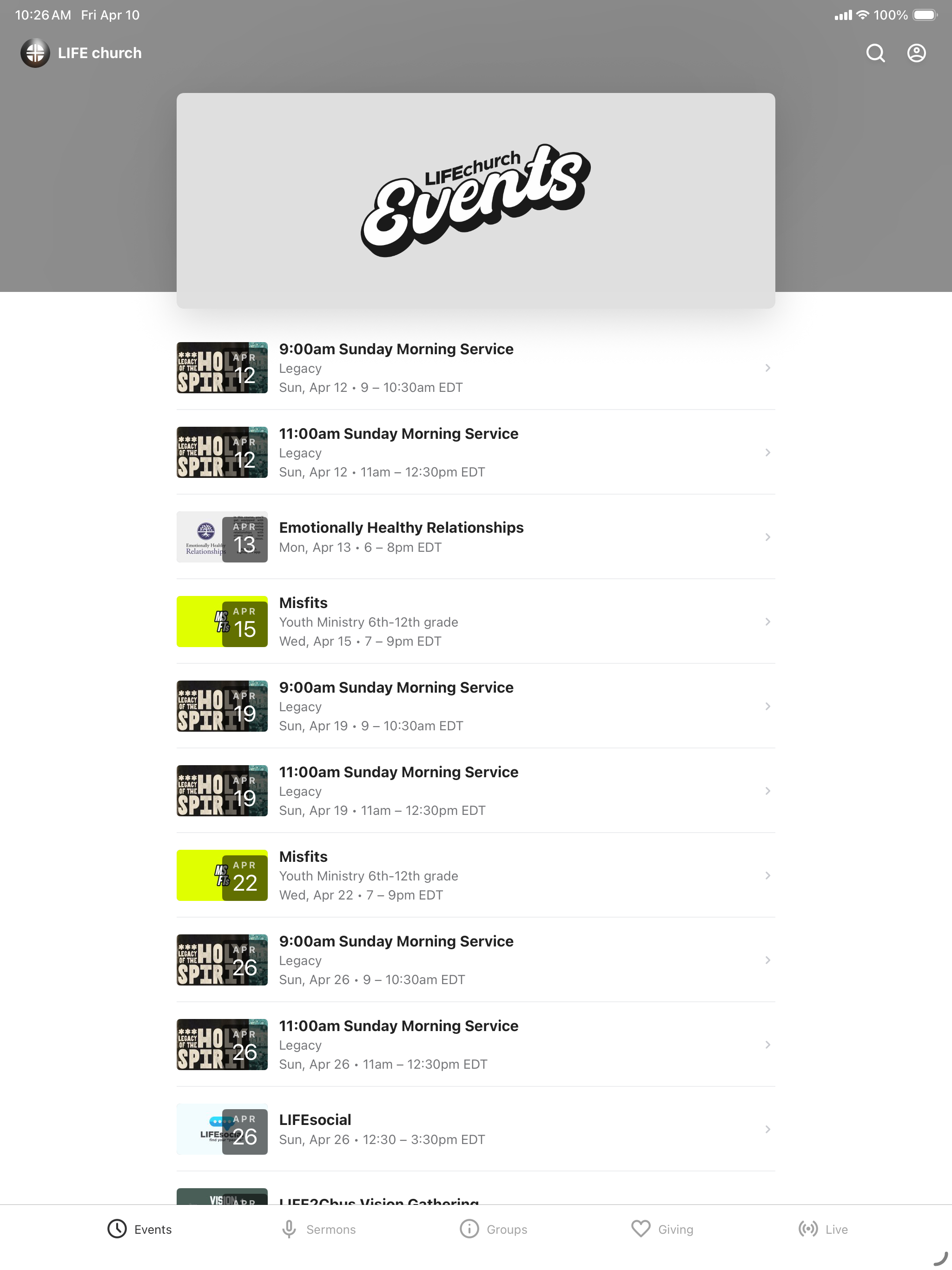 LIFE church app