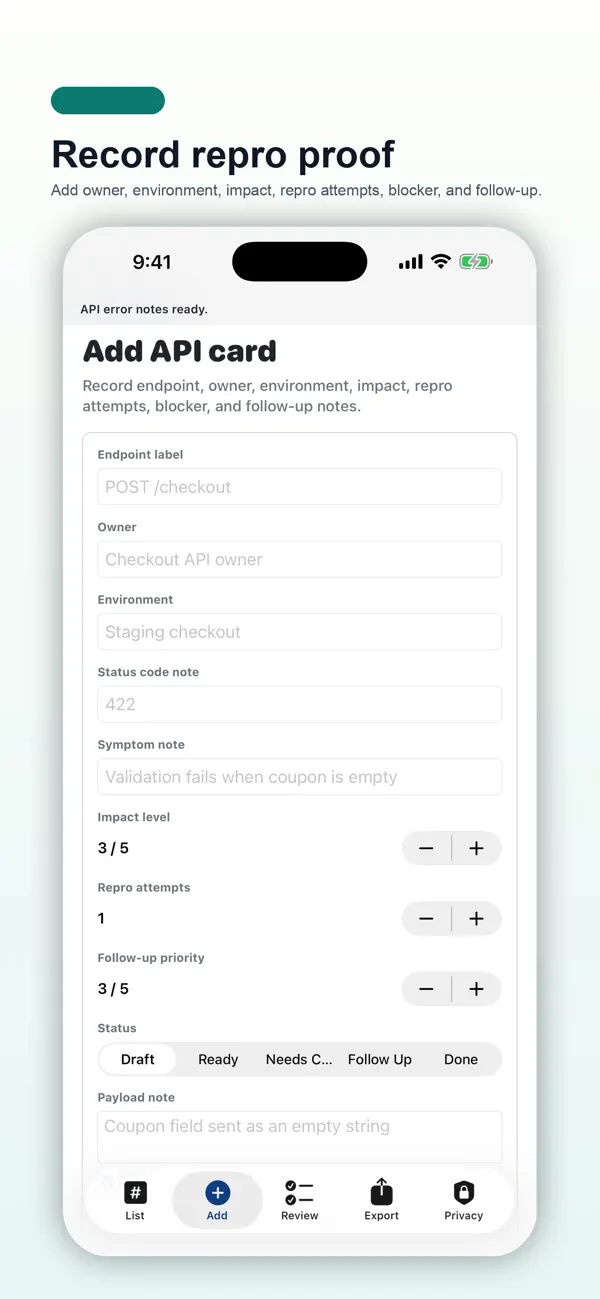 Screenshot #2 pour API Error Note Cards