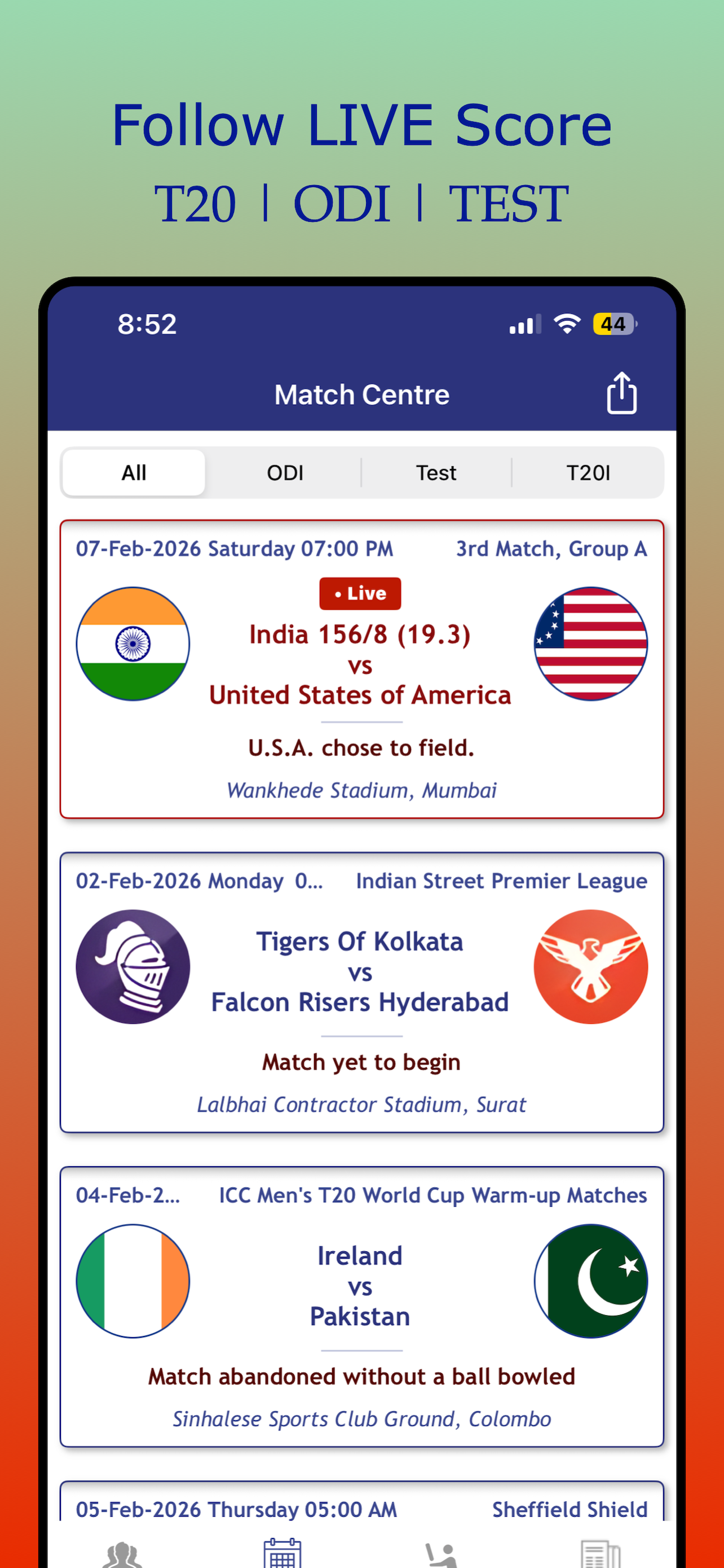 Cricket Fever:Live Score Stats