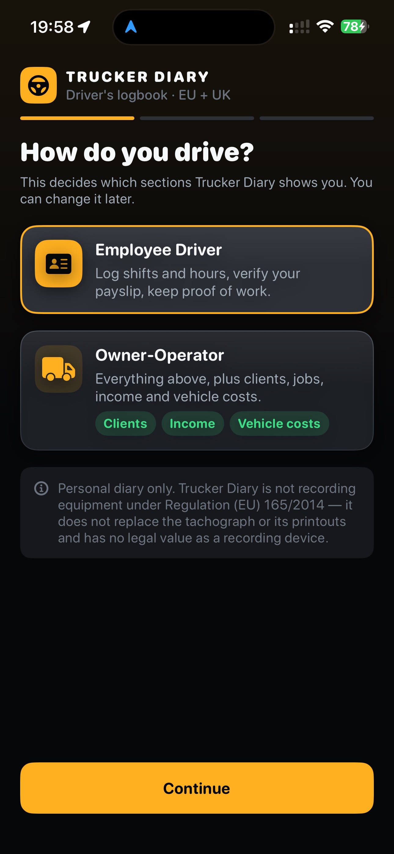 Screenshot 1 of Trucker Diary