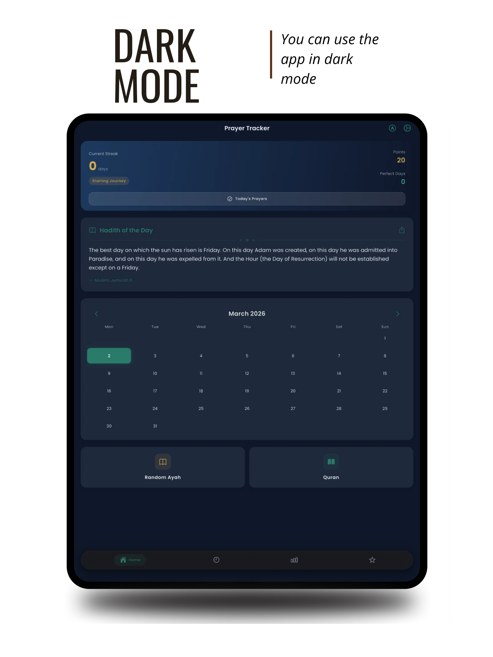 Prayer Tracker & Daily Hadith