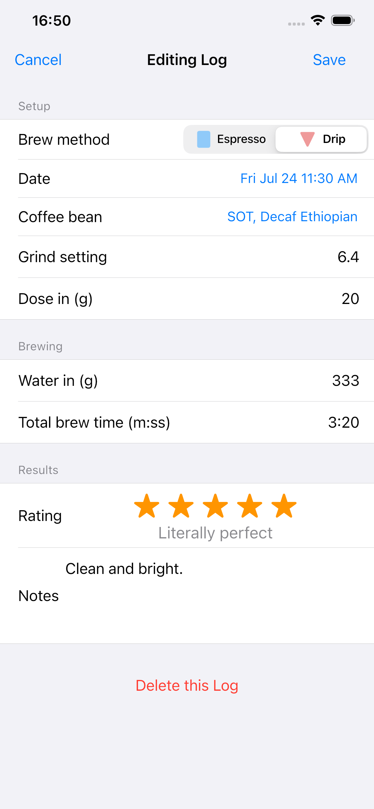Dial In: Coffee Log screenshot 4
