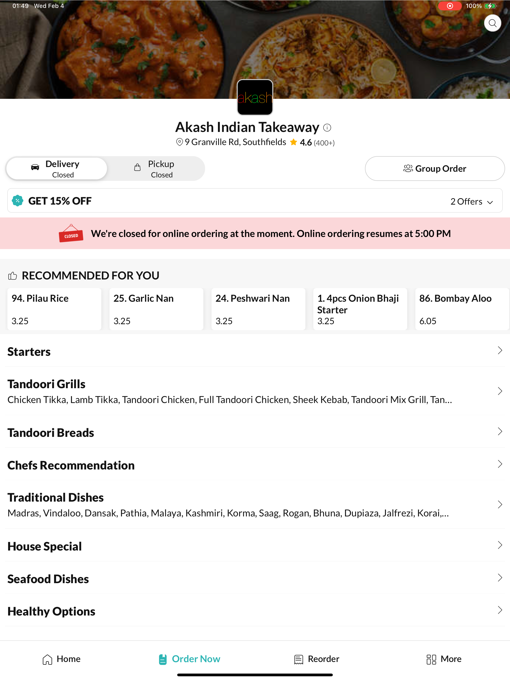 Akash Indian Takeaway.