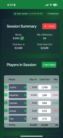 HomeGame Poker Tracker screenshot