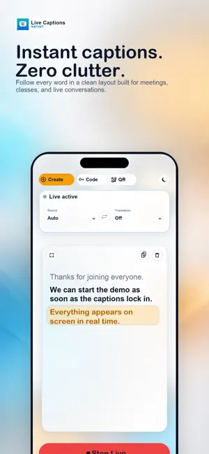Live Captions, Translation screenshot 1