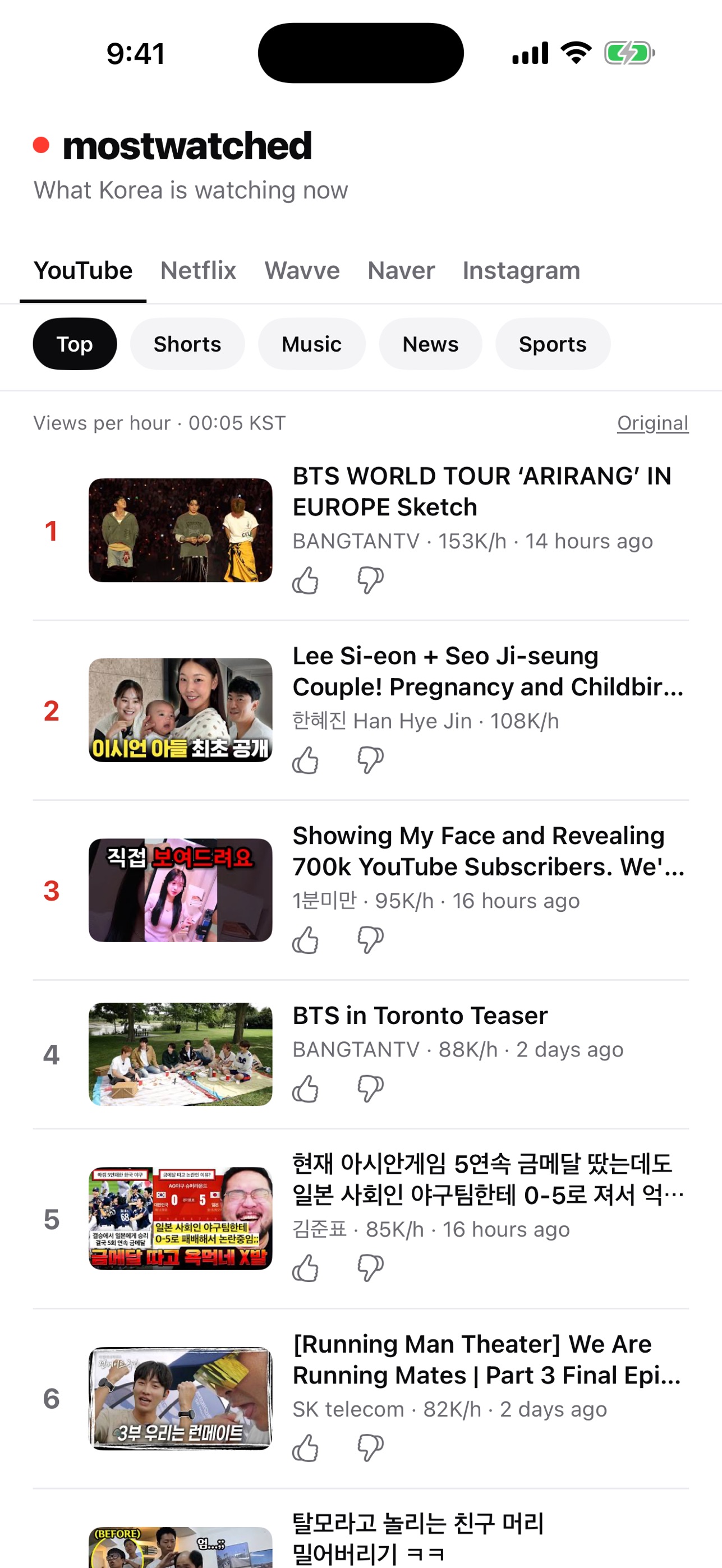 Screenshot 1 of mostwatched: Korea Top Charts