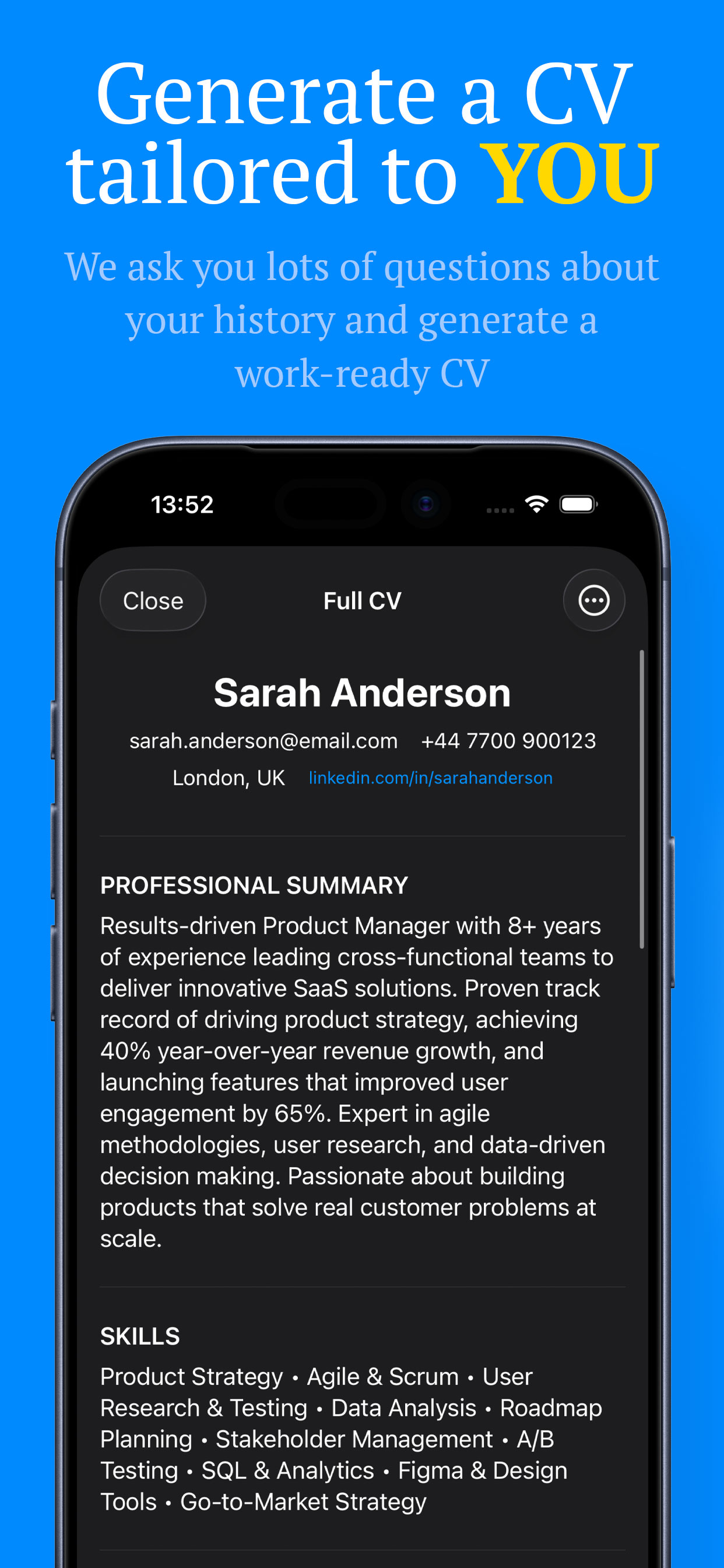 CV Maker AI — Your Story