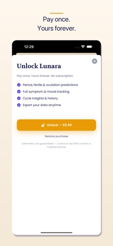 Lunara – Period Tracker iPhone screenshot