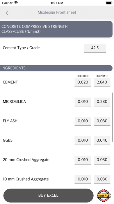 Design of Concrete Mix Screenshot