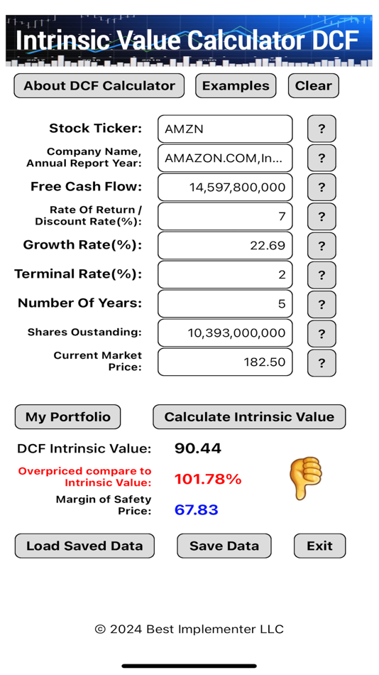 #3. Intrinsic Value Calculator DCF (iOS) By: Best Implementer LLC