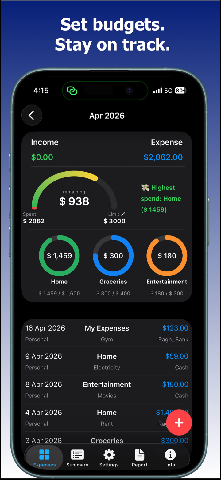 Flexi Expense Tracker : Budget screenshot 1