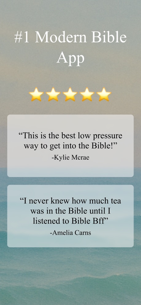 Bible Bff-Modern Bible Stories App Store screenshot 1, headline “#1 Modern Bible App”. Playful tone.