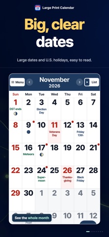 Large Print Calendar Screenshot 1 of 8