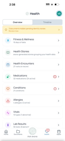 exora health screenshot
