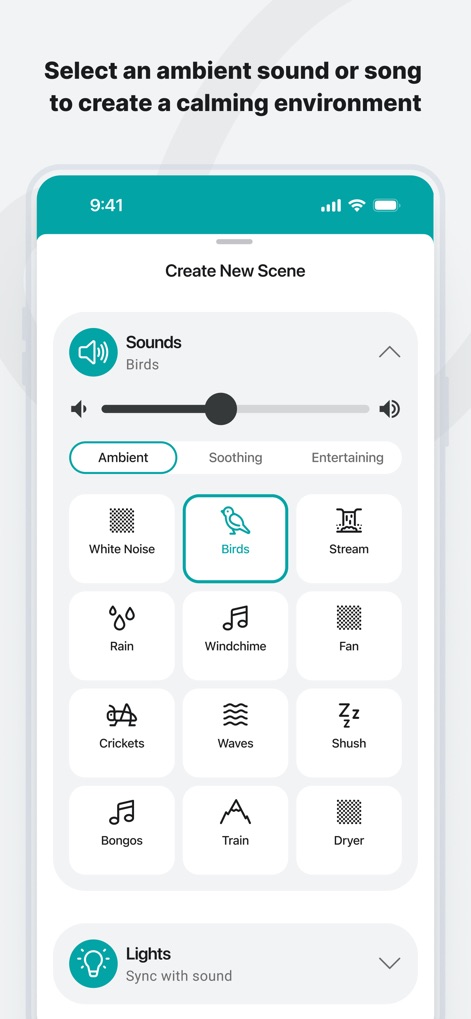 Evenflo - This feature enables parents to customize calming environments by selecting from diverse sound categories and adjusting the ambient volume level.