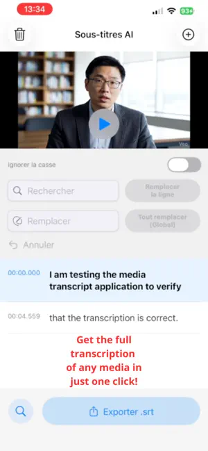 Media Transcript screenshot 1