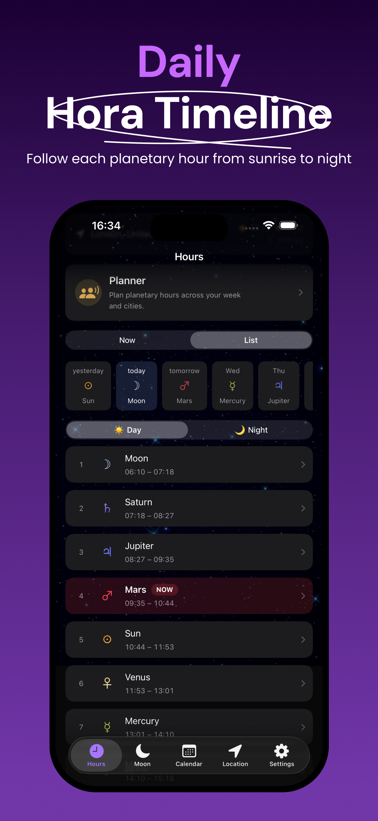 Horaly: Planetary Hours