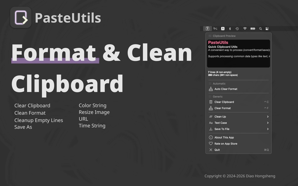 #1. PasteUtils (macOS) Podle: 鸿升 刁
