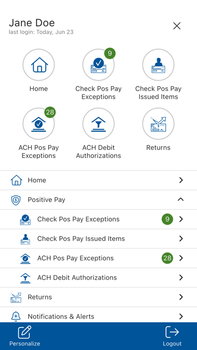 Zions Bank Positive Pay app screenshot 2