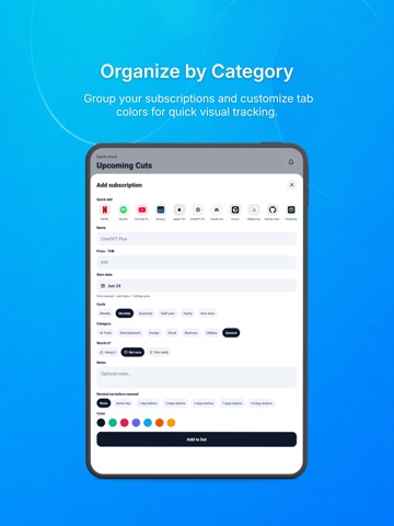 Submos - Subscription Tracker iPad screenshot