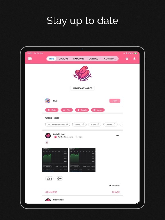 Flock Social Media iPad screenshot 1 - Social Networking app