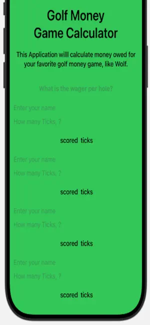 Golf Money Game Calculator screenshot 1