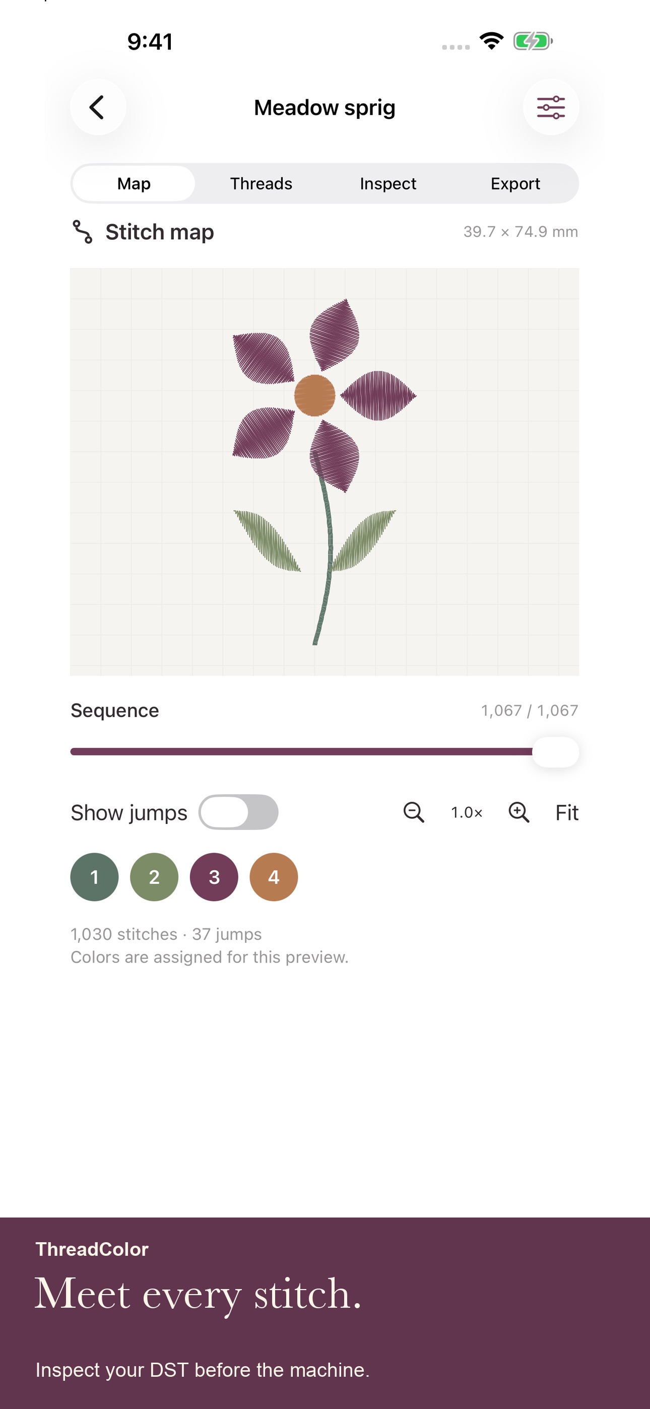 Screenshot 1 of ThreadColor Embroidery