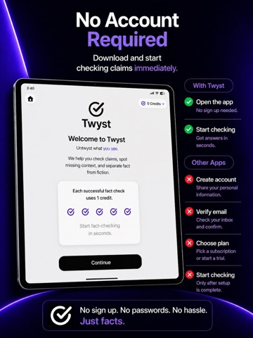 Twyst Fact Check iPad screenshot