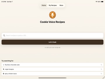 Cookie Voice Recipes iPad screenshot