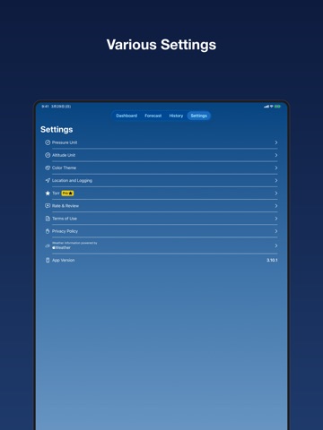 Torr: Barometer Altimeter iPad screenshot