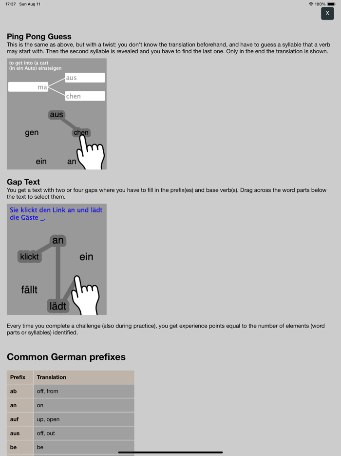Gamified German Prefixed Verbs