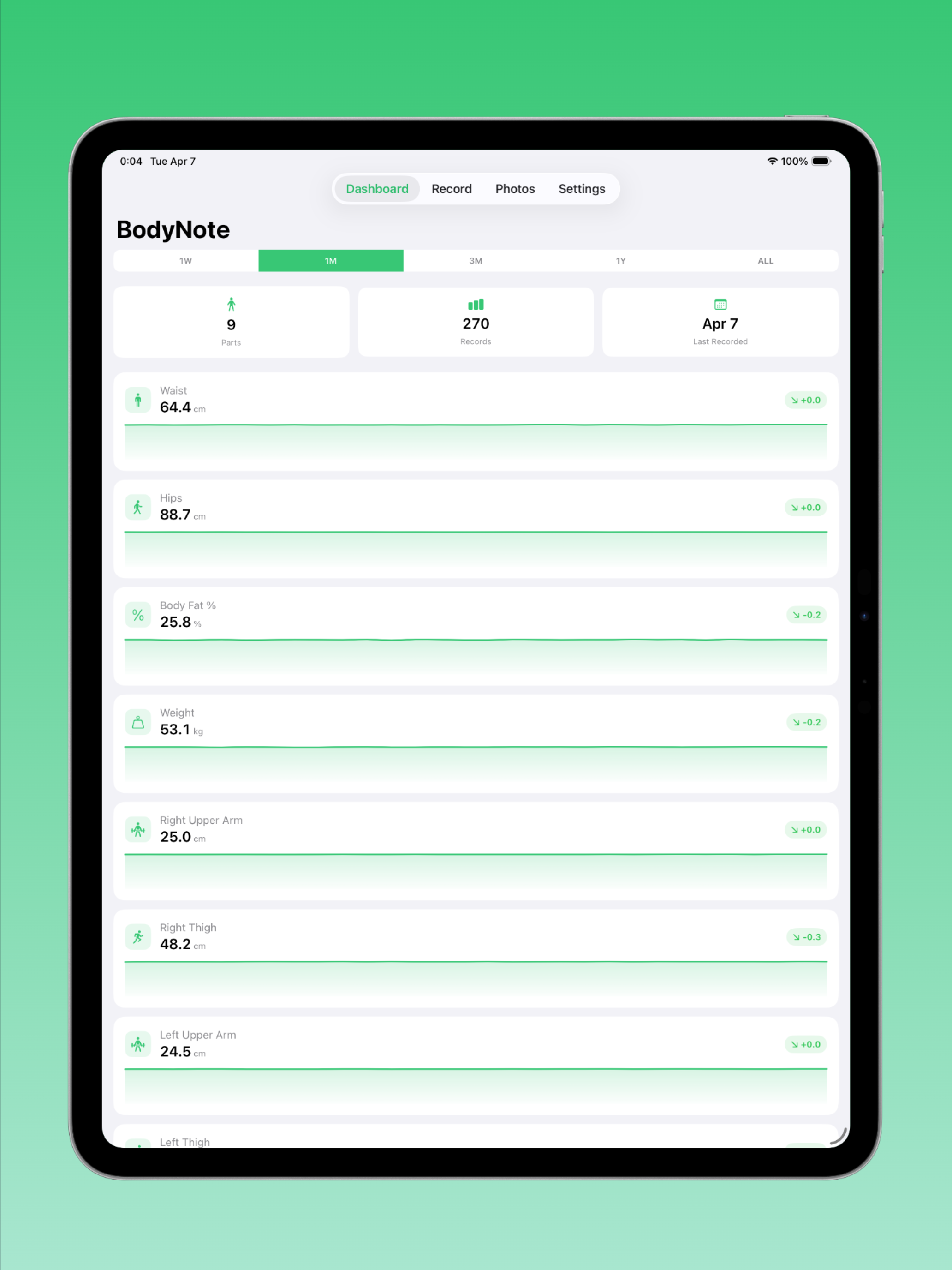 BodyNote: Body Meas Track