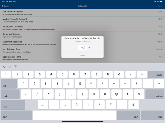 Copeland Cold Chain Connect iPad screenshot 10 - Utilities app