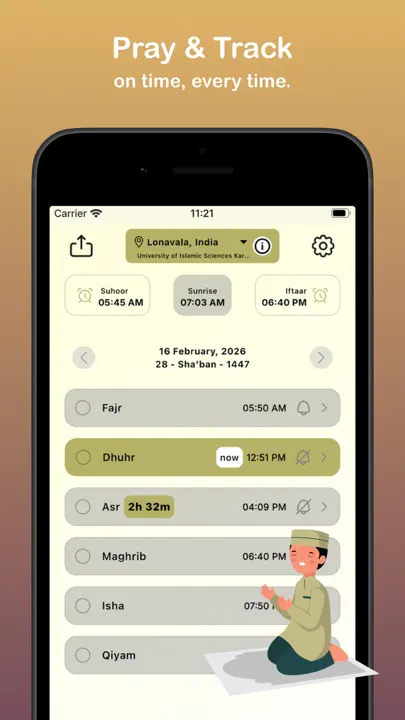 Prayer Times & Athan Qibla App iPhone-skjermbilde 1