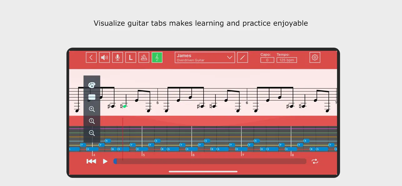 Screenshot #1 pour Guitar Tab Visualizer & Editor