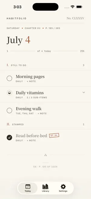 HabitFolio: Daily Books screenshot 1