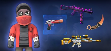 KUBOOM: Online shooting games - Explore the extensive weapon customization and the distinct weapon skins, from pistols to sniper rifles, that reflect player personality.